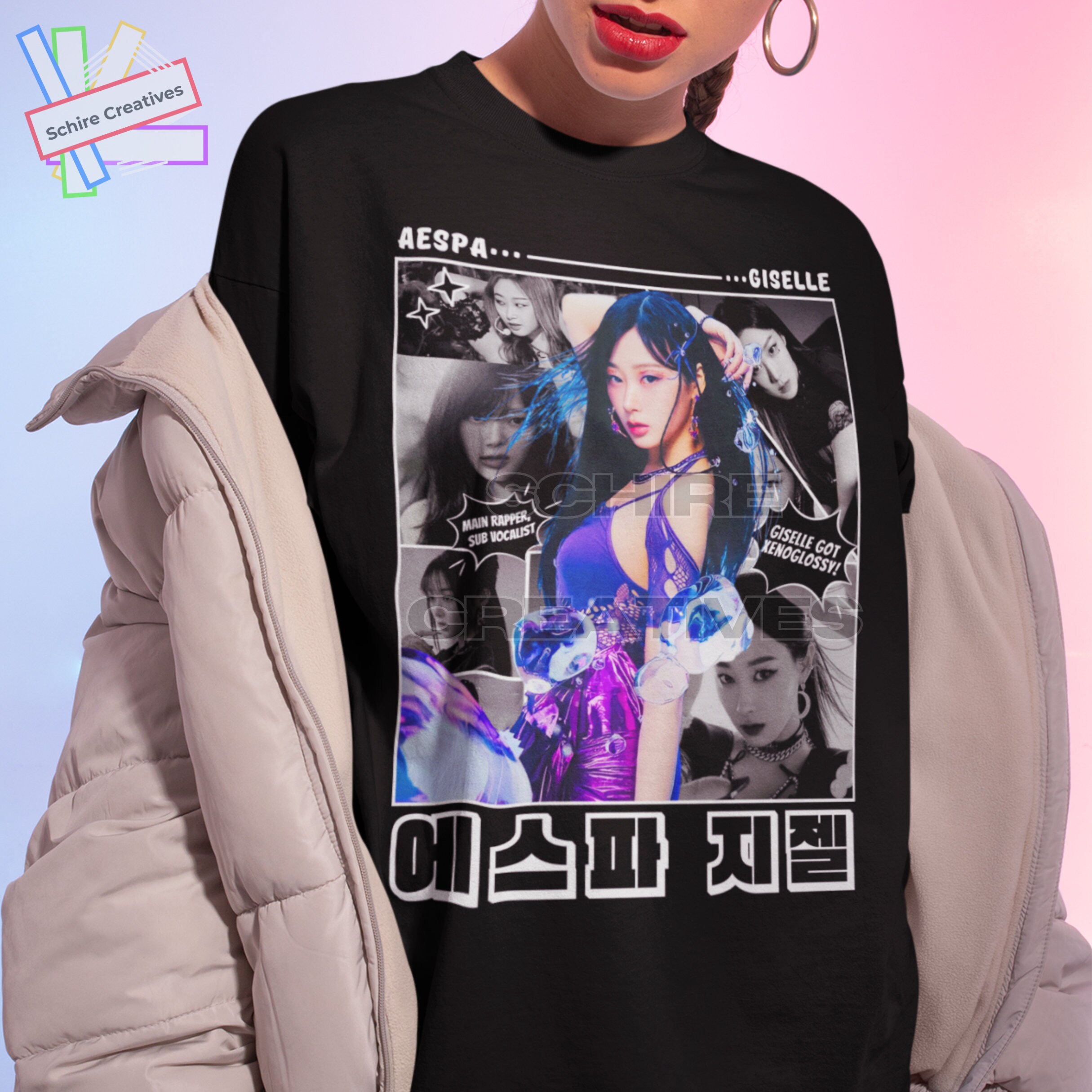 ジゼル ユニセックス シャツ、ジゼル グラフィック シャツ、Aespa