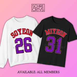 Soyeon, Miyeon, Minnie, Yuqi, Shuhua Kpop Bias College Style Shirt and Sweatshirt