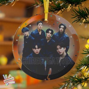 Monsta X Glass Ornament, Monsta X Christmas Tree Ornament 2
