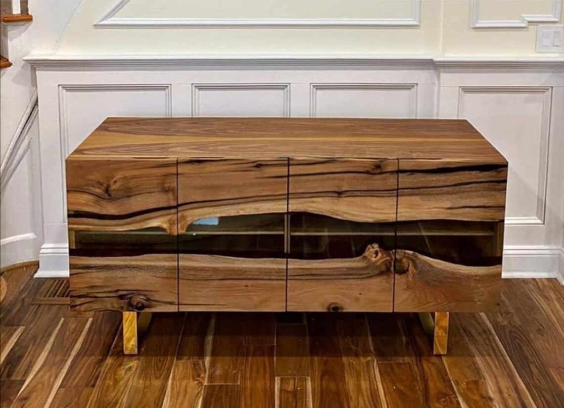 Credenza de resina epoxi de madera personalizada gabinete de | Etsy