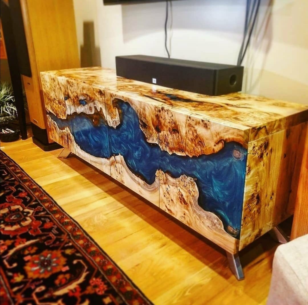 Custom Wood Epoxy Resin Credenza Poplar Epoxy Accent Etsy