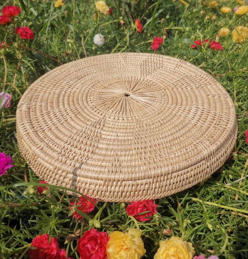 Rustic Rattan Tray Serving Tray Fruit Bowl Round Rattan Etsy
