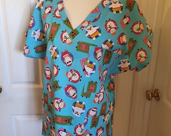 Extra Small Christmas pool party scrub Top