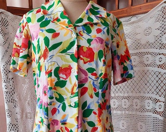 Vintage dress size 40 gr. M - L original 70s floral pattern