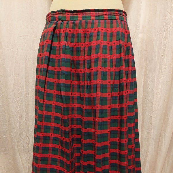 Taille de jupe traditionnelle vintage. 40 gr. M rouge vert original années 70 Oktoberfest Wiesn dirndl