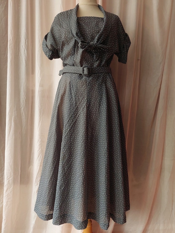 Vintage dress size 36 size S original 70s gray do… - image 1