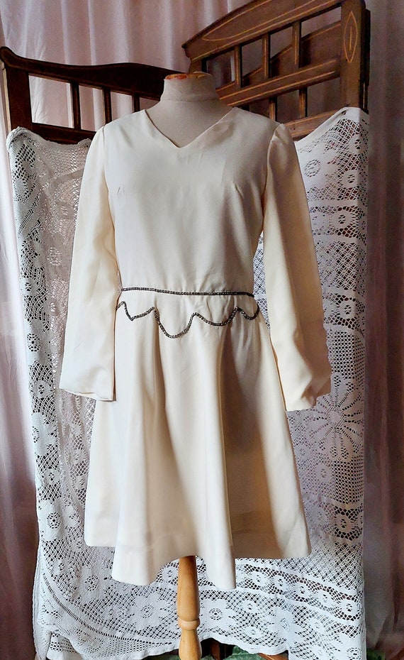 Vintage dress size 34 gr. XS cream colored origin… - image 1