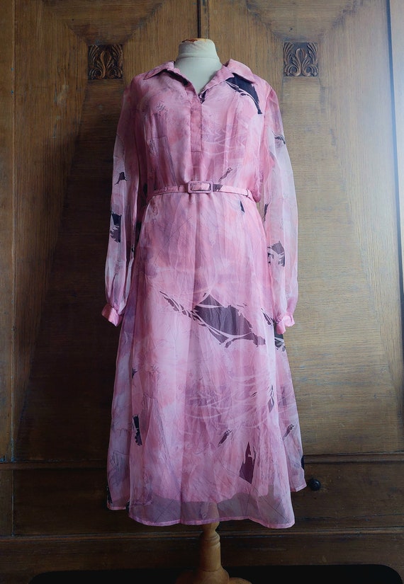 Vintage Kleid Gr. 42 / 44 Gr. L  original 70er ros