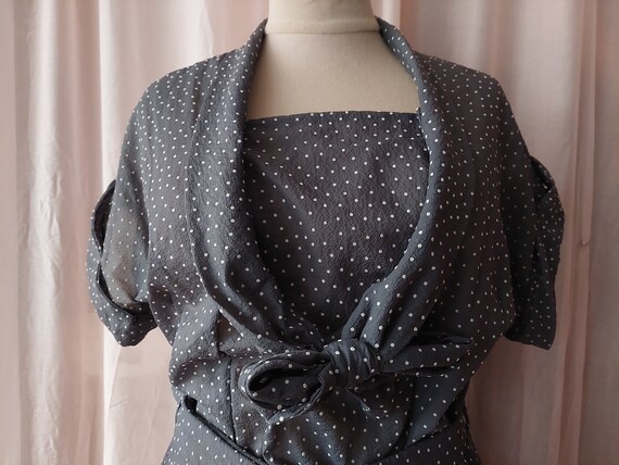 Vintage dress size 36 size S original 70s gray do… - image 8