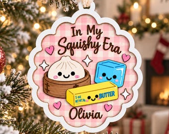 Personalized Squishy Era Wood Ornament, Custom Name Dumpling Christmas Gift, Cute Foodie Keepsake, Asian Food Lover Holiday Tree Decor 2026