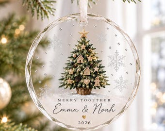 Personalized Glass Christmas Ornament, Custom Couple Names Keepsake, Our First Christmas Together Gift, Christmas Tree Ornament, 2026 Decor