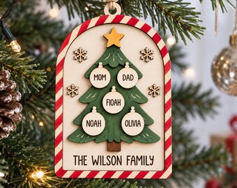 Custom Family Christmas Ornament, Personalized Names Tree Decor, Family of 5 Keepsake, Mom Dad Kids Ornament, Holiday Gift for Parents 2026