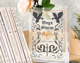 Onyx Storm Book Vase Inspired by Fourth Wing, Dragons Bookish , Fantasy Book Decor, Acrylic Flower Vase for Romantasy Readers & Book Lovers