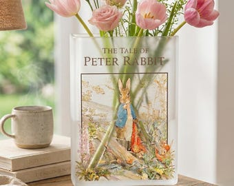 Peter Rabbit Book Vase, Beatrix Potter Inspired Acrylic Book Flower Vase, Cottagecore Nursery Decor, Vintage Storybook Home Accent