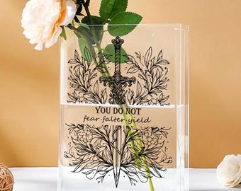 You Do Not Yield Book Vase, Fantasy Sword Flower Vase, Throne of Glass Acrylic Vase, Sarah J Maas Bookish Decor, Fireheart Merch Gift