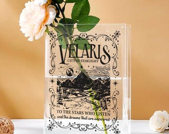 Velaris Book Vase, To The Stars Who Listen Book Shaped Vase, ACOTAR Inspired Acrylic Vase, Night Court Shelf Decor, Fantasy Bookish Vase SJM