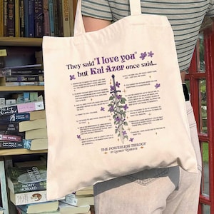 Kai Azer I Love You In Powerless Tote Bag, Powerless Trilogy Bookish Gift, Kai And Paedyn Fantasy Book Tote for Readers, BookTok Merch