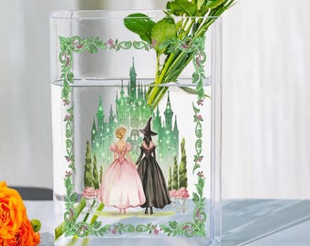 Wicked Book Vase, Magic Book Lover Gift, Fantasy Wizard Room Vase Fun Popular Literary Decor for Musical Fan Elphaba Glinda Friendship Gift