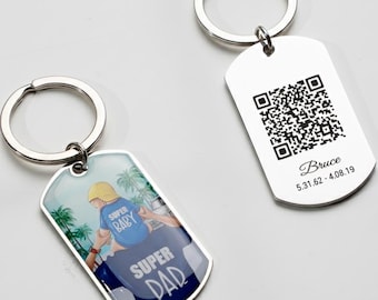 QR-Code Schlüsselanhänger Lasergraviert, Personalisierte Sprachaufnahme, Geschenk Foto