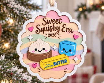 Funny Dumpling Wood Ornament, Sweet Squishy Era Christmas Gift, Cute Foodie Keepsake, Asian Food Lover Holiday Tree Decor, Kitchen Gift 2026