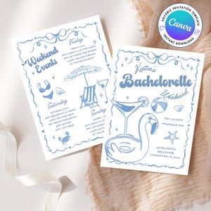 Coastal Bachelorette Party Invitation and Itinerary Template, Beach Bachelorette Weekend Invite, Pool Bachelorette, Last Toast On The Coast