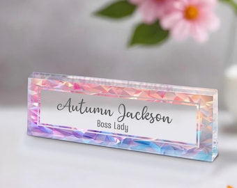 Personalized Name Plate for Desk Custom Office Decor Nameplate Sign Office Desk Name Plate Teacher Gift Work Gifts for Men Women Lady Boss