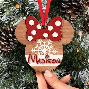 Personalized Minnie Mouse Christmas Ornament, Minnie ornament, Disney Christmas Tree Decoration Gifts, Custom Name Ornament Gift For Kids
