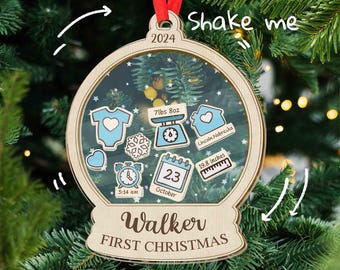 Decorazione natalizia personalizzata per neonati, addobbo per neonati 2024, regali per neonati, addobbo 4D Shake Babies, regalo di Natale ricordo