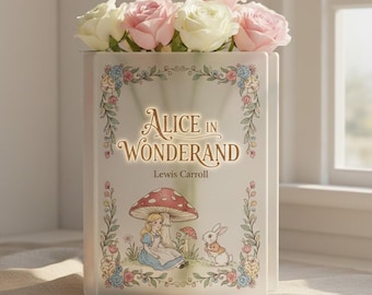 Alice in Wonderland Book Vase, Whimsical Literary Home Decor, Fairy Tale Floral Book Vase, Vintage Storybook Fantasy Gift, Cottagecore Decor
