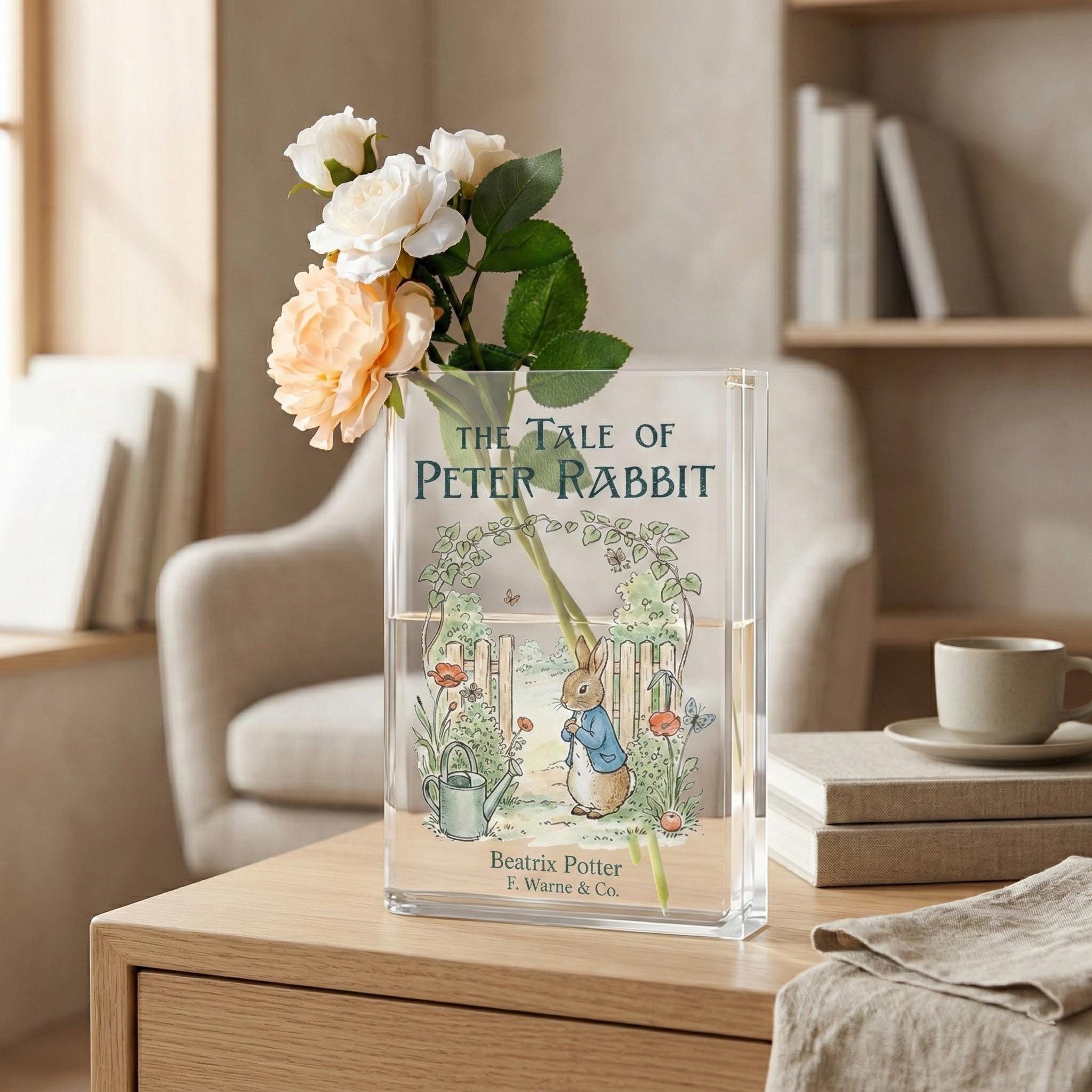 Peter Rabbit Vases Peter Rabbit Book Vase, Beatrix Potter Inspired Acrylic Book Flower ...