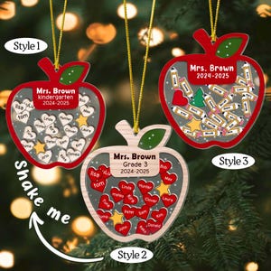 Personalized Teacher Shaker Ornament, Apple Teacher Gift, End Of Year Gift, Back to School Teacher School Supplies, Teacher Appreciation