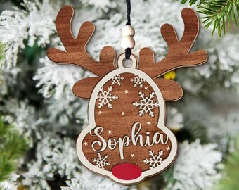 Personalized reindeer ornament | personalized Rudolph wooden ornaments | custom ornament | kids ornaments | custom ornaments | reindeer gift