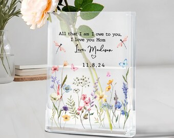 Mother Of The Bride Gift, All That I Am I Owe To You Flower Vase, Wedding Favor Gifts For Mom, Mothers Day Gift From Daughter, Mom Book Vase