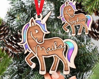 Unicorn Personalized Ornament, Baby christmas ornament, Custom Unicorn Ornament, Wood Ornament, Ornaments for Girls, Christmas Tree Ornament