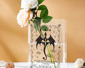 Fantasy Dragon Bookish Acrylic Book Vase, Fantasy Book Reader Booknerd Bookshelf Decor Gift for Book Lovers, Nightcourt Bookworm Flower Vase