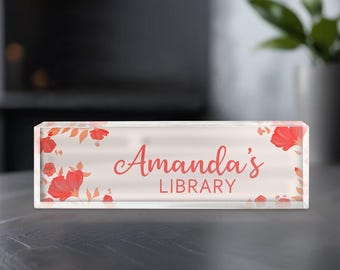 Letrero de biblioteca personalizado, letrero de rincón de libros, letrero acrílico de libros personalizados, letrero decorativo para sala de lectura, decoración para club de lectura, letrero para estantería, regalo para lectores