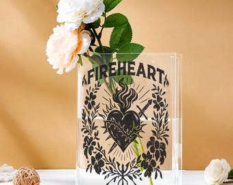 Blumenherz Vase | Thron aus Glas inspirierte Vase | SJM Zitate Geschenk für Buchliebhaber | Fantasy Buch Dekor für Leseecke & Hausbibliothek
