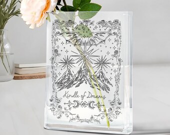 Fantasy Book Vase Kindle of Dreams, ACOTAR Dragon Acrylic Book Vase, Night Court Inspired Shelf Decor, Home Decor Gift for Book Lovers