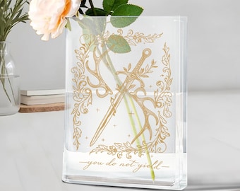 You Do Not Yield Throne Of Glass Book Lover Gift, Acrylic Book Vase, Bookish Gift, Reading Teacher, Inspired, Fantasy Reader, Bookworm Gift