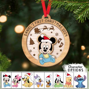 Personalized Baby's First Christmas Ornament 2025, Disney Mickey Baby Ornament, Disney Keepsake, Mickey Ornament, Baby First Xmas Gifts