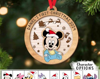 Personalized Baby&#39;s First Christmas Ornament 2024, Disney Mickey Mouse Ornament 2024 Disney Keepsake Mickey Ornament, Baby First Xmas Gifts