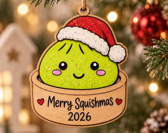 Funny Dumpling Wood Ornament, Merry Squishmas Christmas Gift, Cute Foodie Keepsake, Asian Food Lover Holiday Tree Decor, Kitchen Gift 2026!
