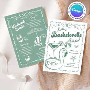 Beach Bachelorette Weekend Invite Template, Coastal Bachelorette Invitation and Itinerary, Last Toast on the Coast, Printable Template