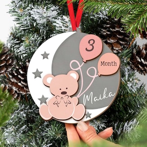 Babys erste Weihnachten Ornament, Teddybär Ornament, personalisierte erste Weihnachten Mädchen Ornament, Baby Ornament, Neugeborenen Geschenk