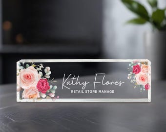 Name Desk Plate, Personalized Desk Plaque, Acrylic Name Plate for Desk, Custom Name Plate, Professional Gift, Graduation, New Job, Promotion