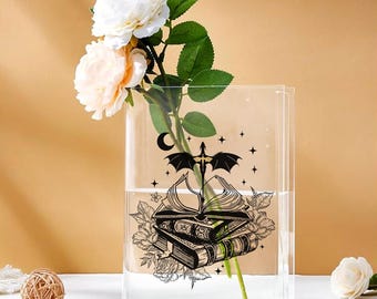 Night Court Bookish Book Vase, Fourth Wing Dragon Fantasy Book Basgiath War College Reader Bookshelf Decor Gift for Book Lovers Library Gift