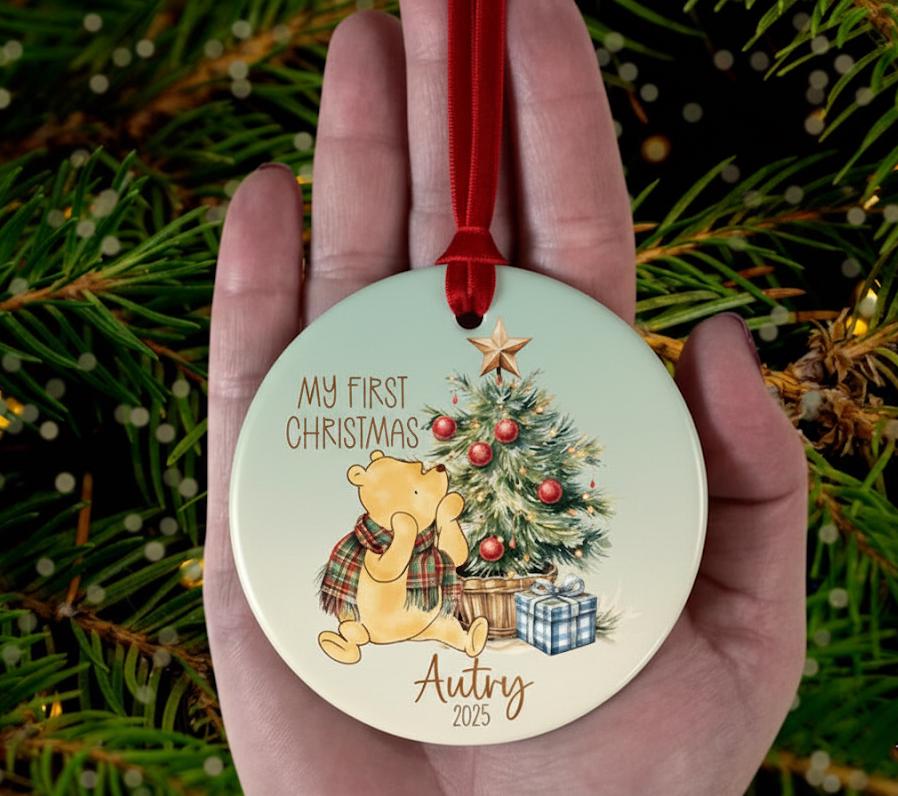 パーソナライズされたプーさんのオーナメント、赤ちゃんの初めての