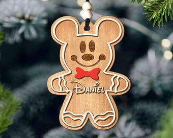 Adorno navideño de Mickey Mouse, adorno de Mickey personalizado, regalos de decoración de árbol de Navidad de Disney, regalo de adorno con nombre personalizado para niños
