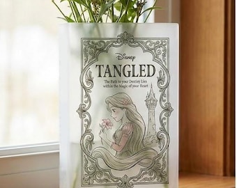 Tangled Inspired Book Vase, Rapunzel Fairy Tale Book Art, Disney Princess Shelf Vase, Enchanted Floral Decor, Vintage Princess Shelf Vase