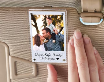Clip de visera para coche con foto personalizada para papá, "Conduce con cuidado, papá", regalo para el esposo, clip de visera "Conduce con cuidado", regalo para el Día del Padre, accesorios para el coche para papá